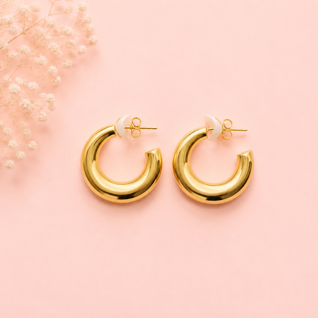 Aretes Argolla · cobre enchapado en oro 18k · antialérgico