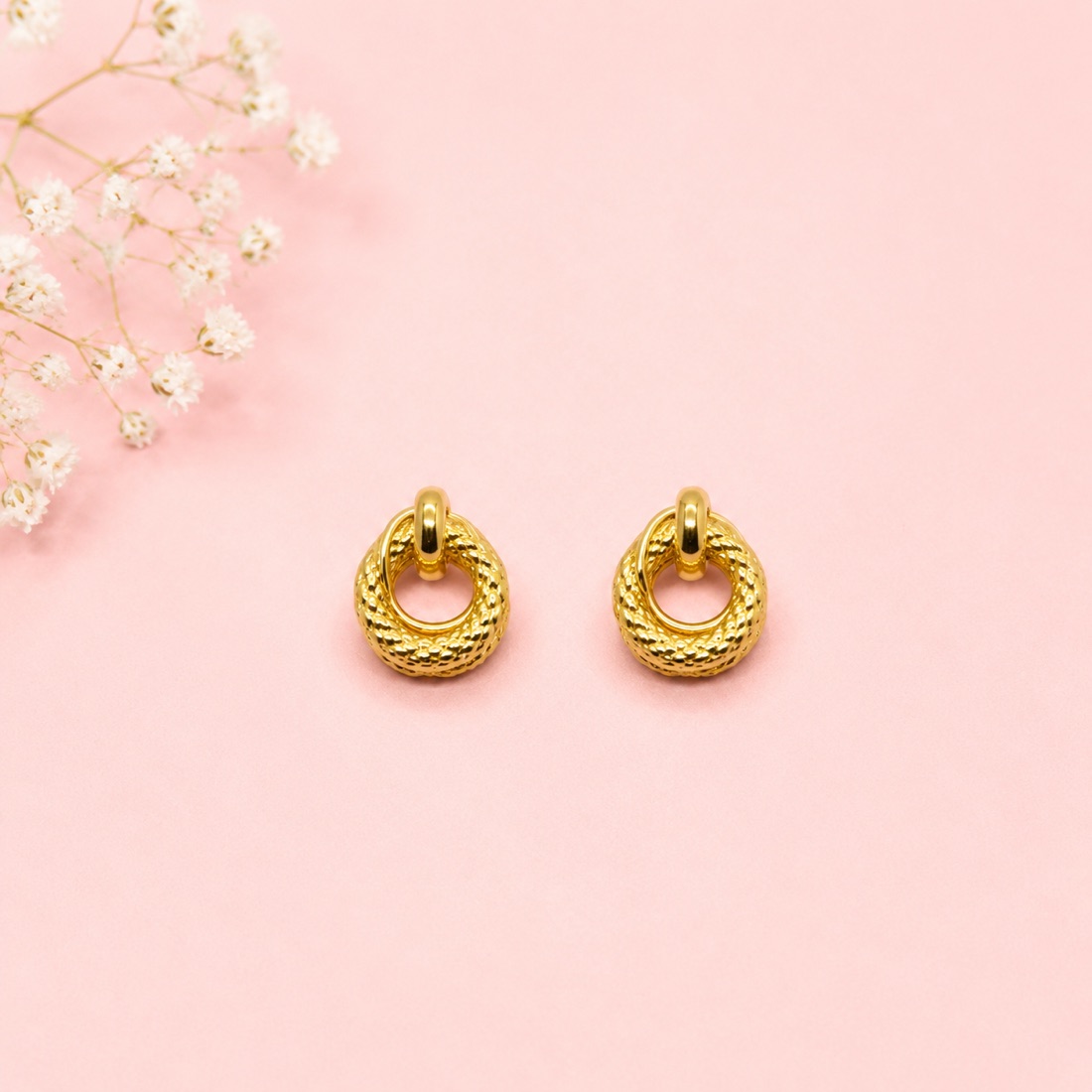 Aretes Enlace · Baño de oro 18k · antialérgico