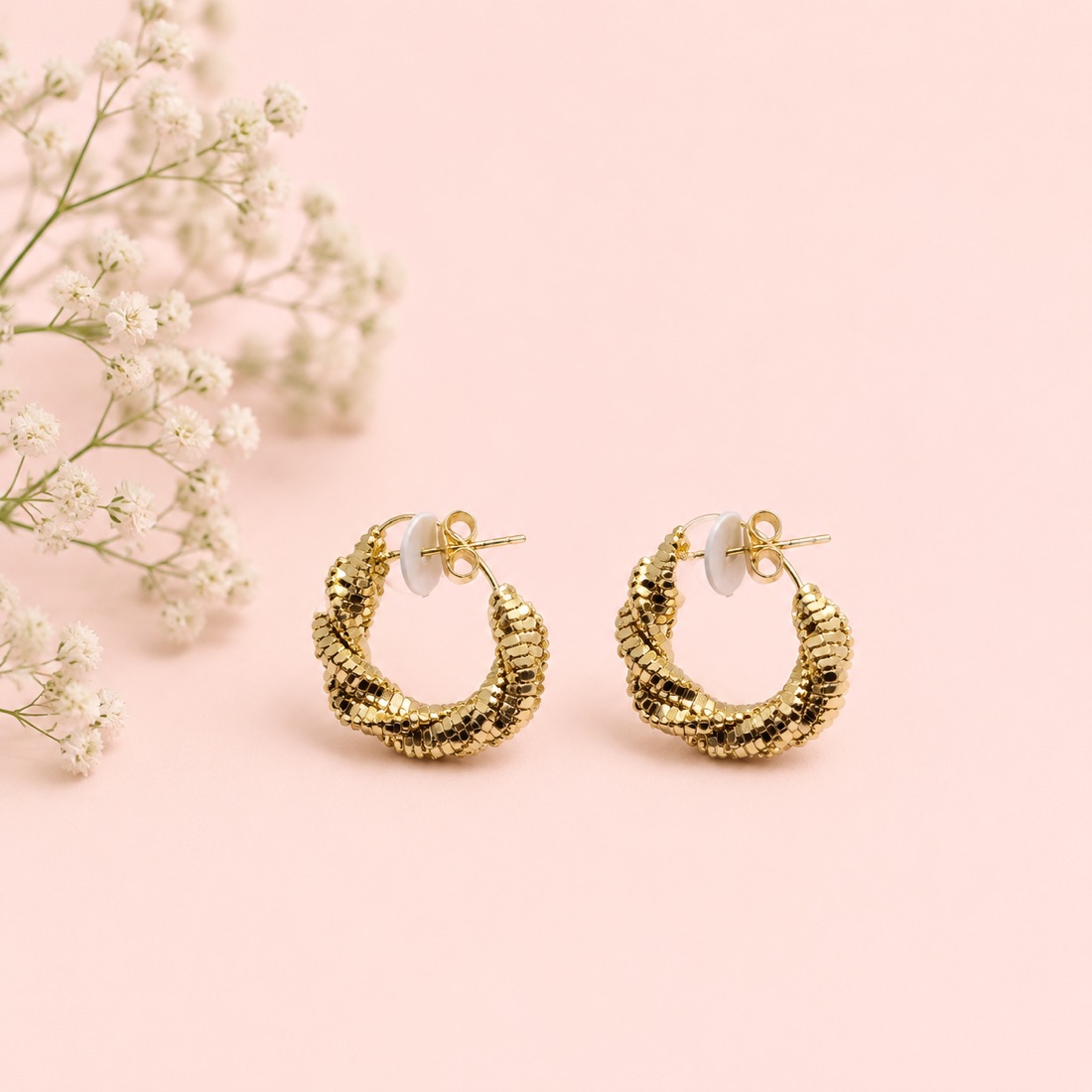 Aretes Espiral · Baño de oro 18k · antialérgico