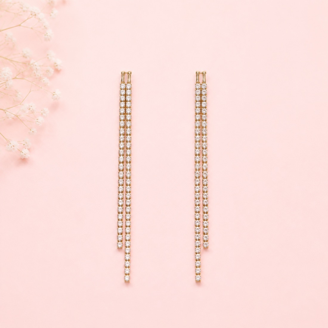 Aretes Lluvia · Baño de oro 18k · antialérgico