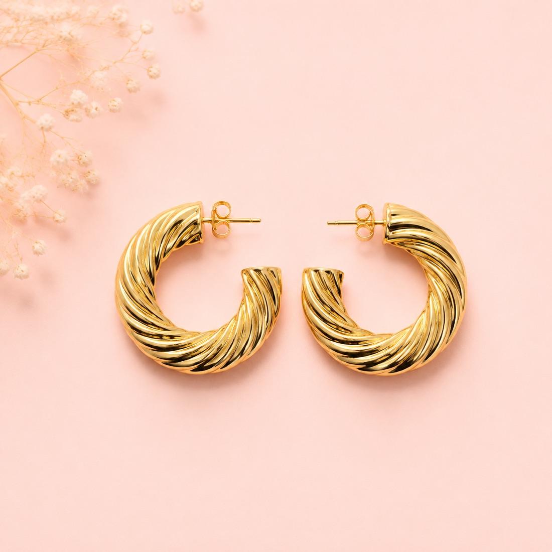 Aretes Trenza · Baño de oro 18k · antialérgico