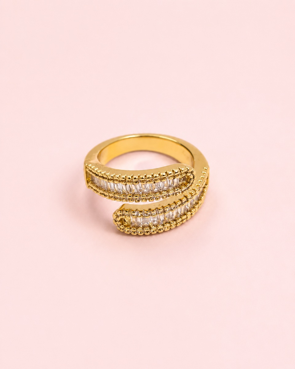 Anillo Doble Brillo · Baño de oro