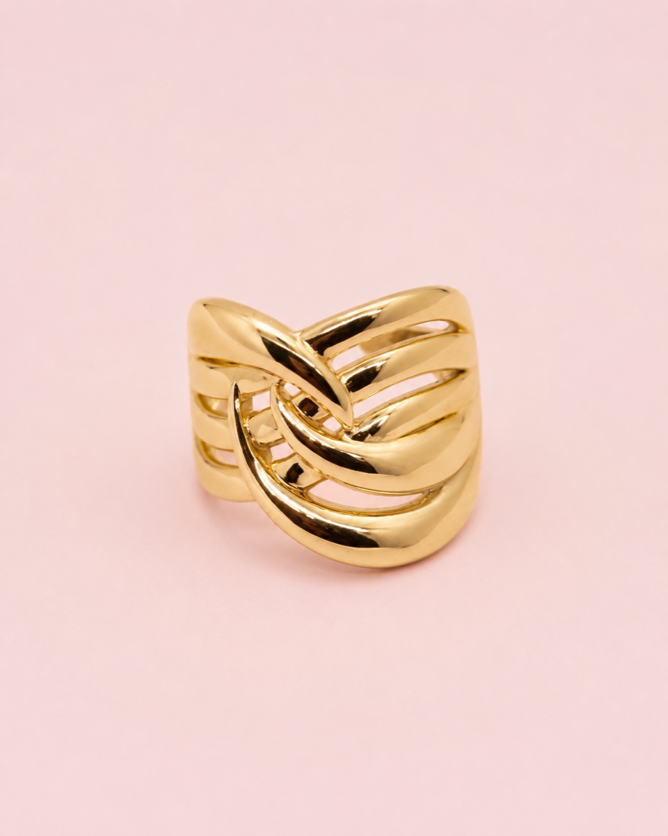 Anillo Trenza · Baño de oro