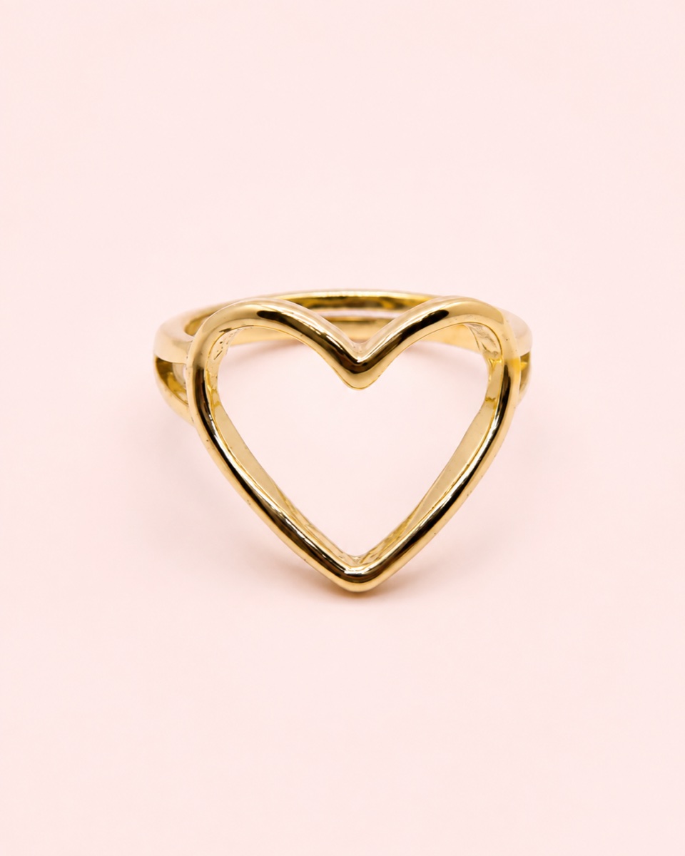 Anillo Corazón Abierto · Baño de oro 18k · antialérgico