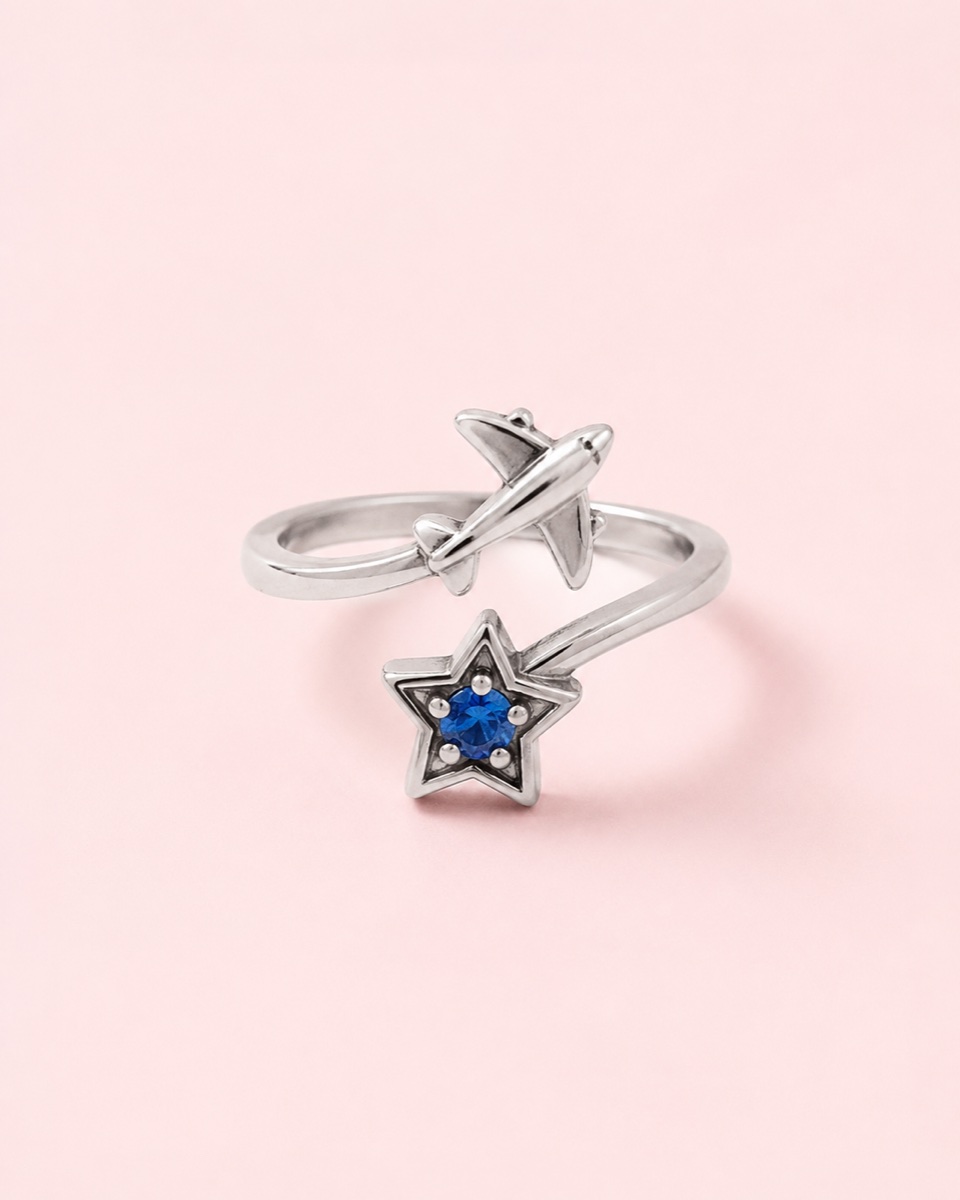 Anillo Estrella Azul · Plata 925