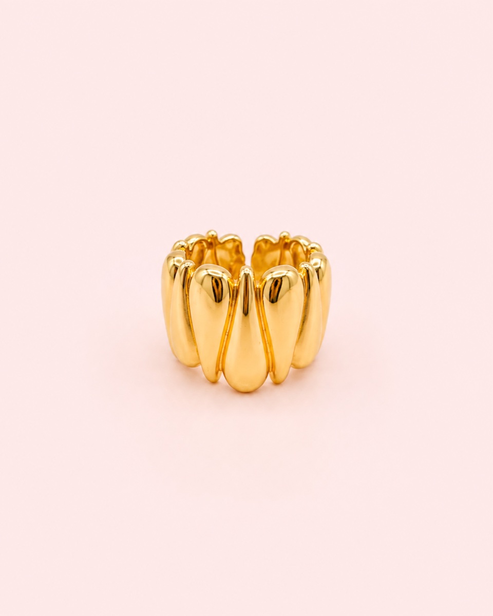 Anillo Nervadura · Baño de oro