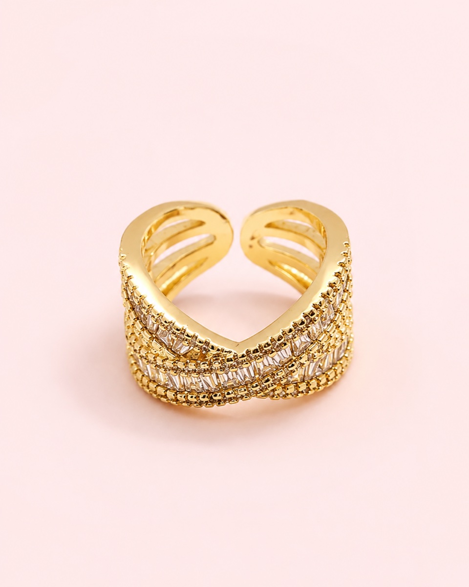 Anillo Cruce · Baño de oro 18k · antialérgico