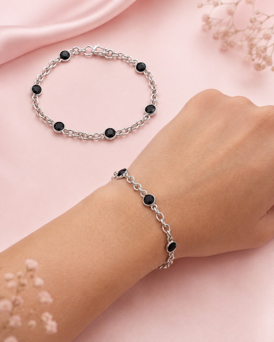 Pulsera Cristal Noche · Plata 925