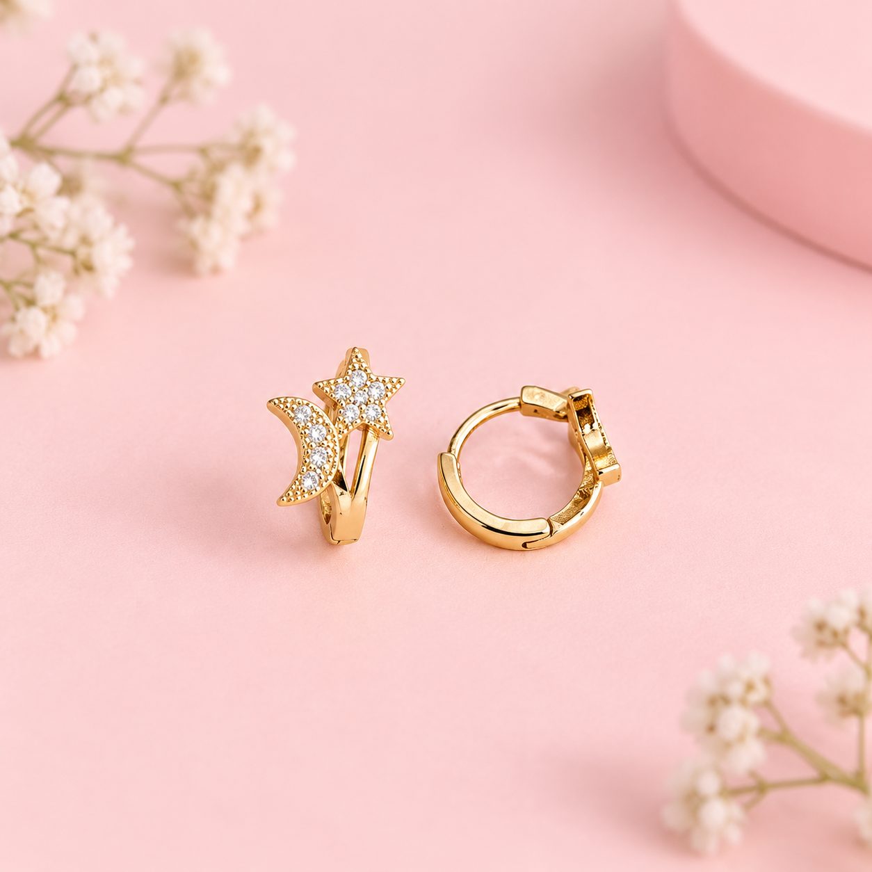Argollitas Celestia · Cobre enchapado en oro de 18k