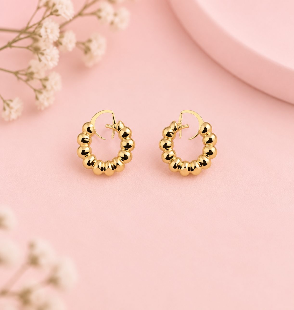 Argollas Perlé · Cobre enchapado en oro de 18k