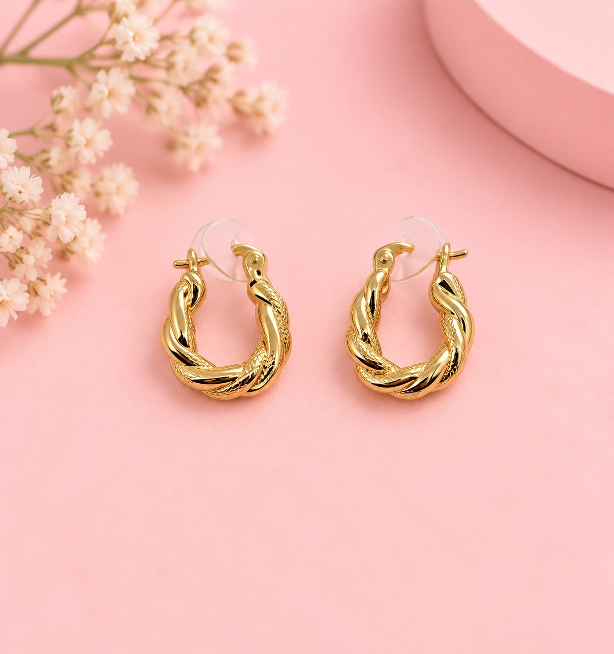 Argollas Trenza Élite · Cobre enchapado en oro de 18k 