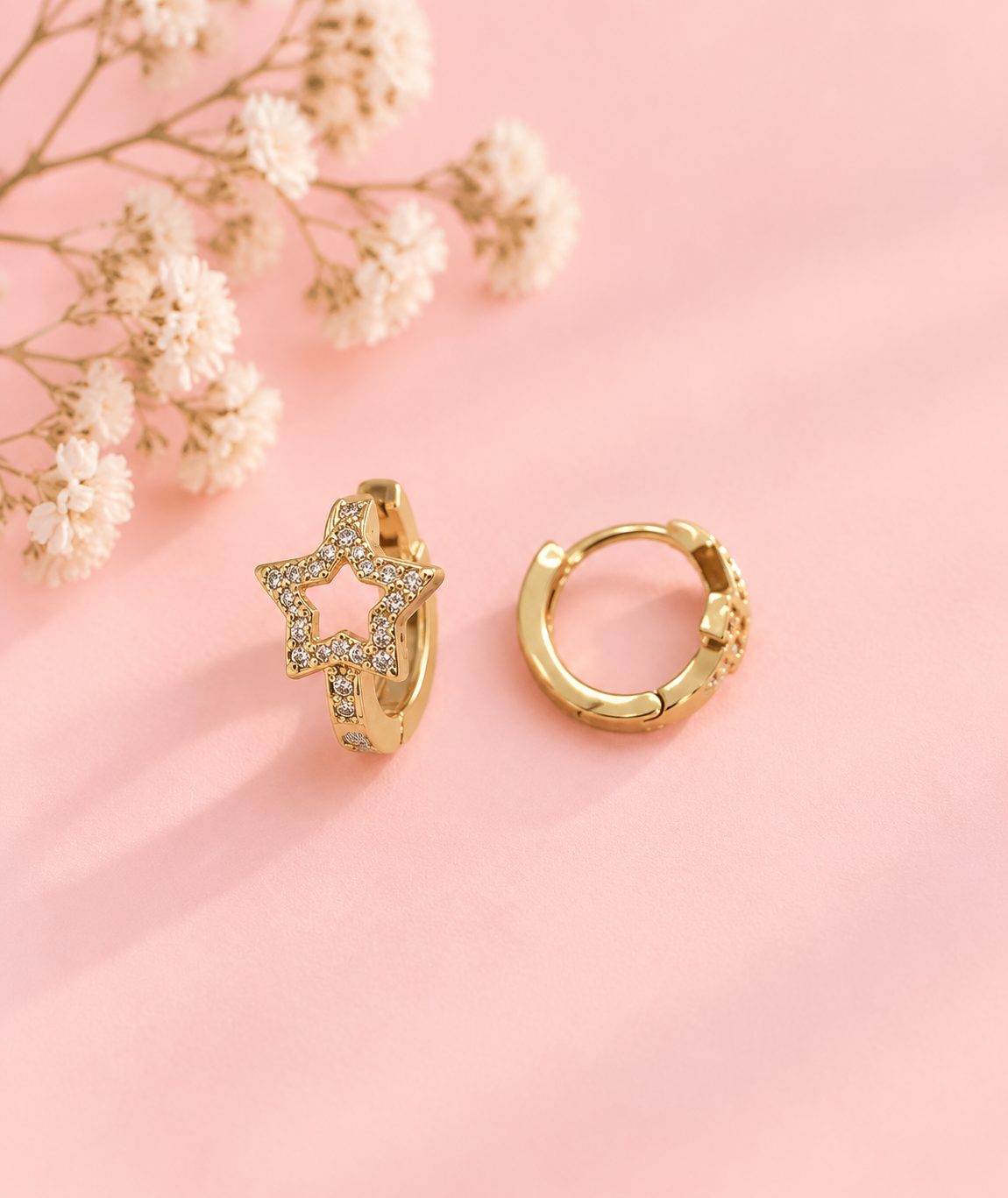 Argollas Estrella Lyra · Cobre enchapado en oro de 18k 