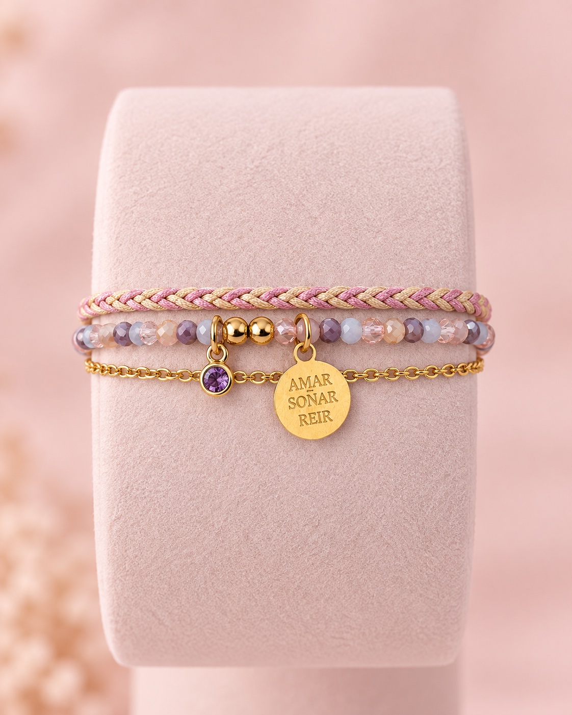 Pulsera Amar, Soñar, Reír · Hecho a mano