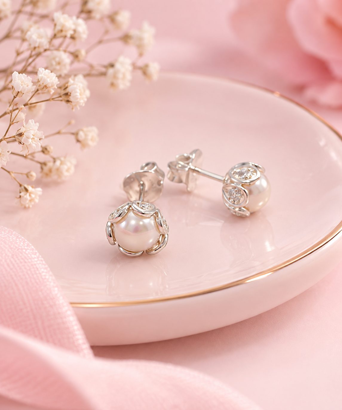 Aretes Perla Brillante · Plata 950 acabado en filigrana · VALPAU