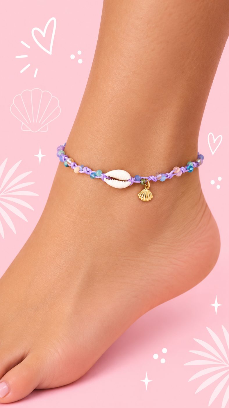 Brazalete Caracola Morado · Hecho a mano · VALPAU